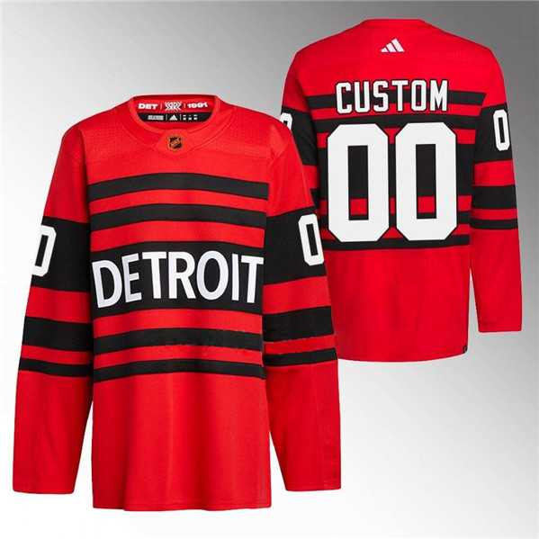 Mens Detroit Red Wings Custom Red 2022-23 Reverse Retro Stitched Jersey->customized nhl jersey->Custom Jersey